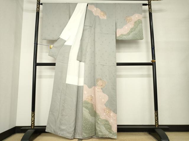 平和屋着物●訪問着 絞り 駒刺繍 中国三大刺繍 スワトウ刺繍 汕頭刺繍 鏡裏鳳凰花文 金銀彩 正絹 逸品 AABM6677ck