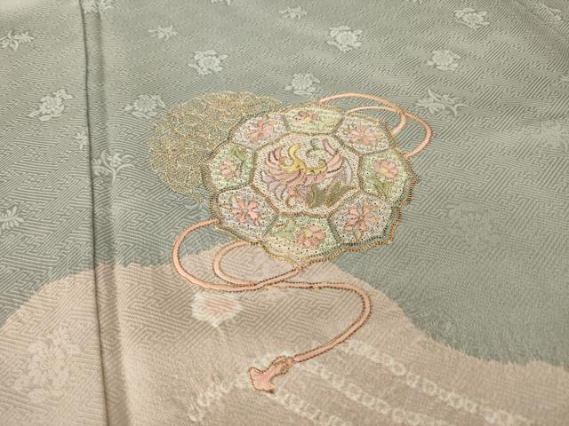 平和屋着物●訪問着 絞り 駒刺繍 中国三大刺繍 スワトウ刺繍 汕頭刺繍 鏡裏鳳凰花文 金銀彩 正絹 逸品 AABM6677ck