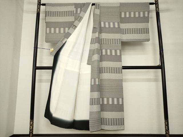 平和屋着物●男性 江戸小紋 横段文 正絹 逸品 AABM6679ck