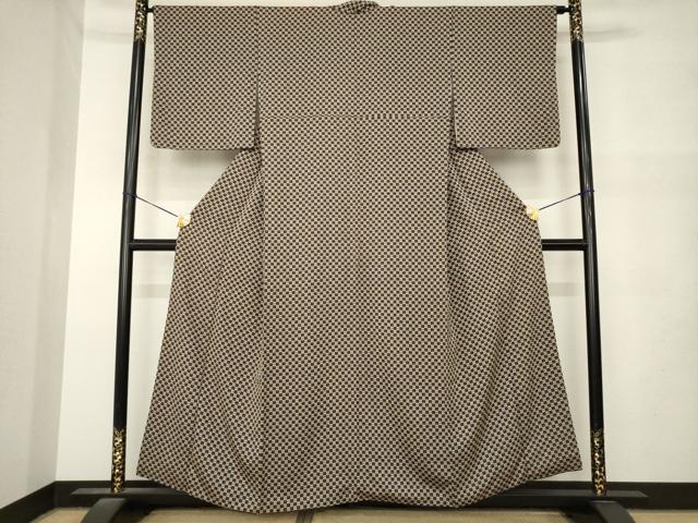 平和屋着物●上質な小紋 市松文 正絹 逸品 AABM6680ck