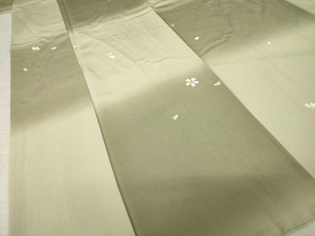 平和屋着物●上質な小紋 市松花文 桜 暈し染め 金彩 ロング丈 正絹 逸品 AABM6682ck