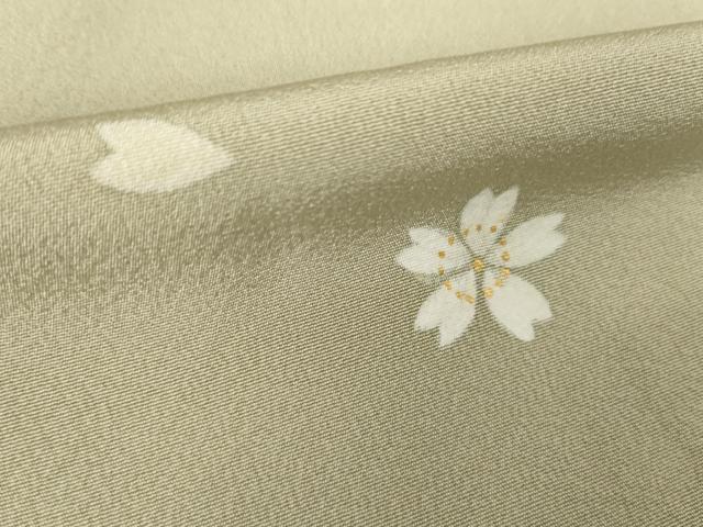 平和屋着物●上質な小紋 市松花文 桜 暈し染め 金彩 ロング丈 正絹 逸品 AABM6682ck