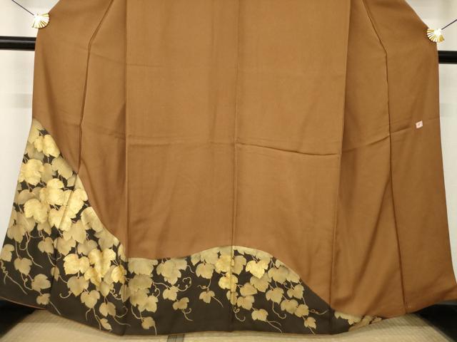 平和屋着物●訪問着 作家物 駒刺繍 蔦草文 金彩 正絹 逸品 AABM6684ck