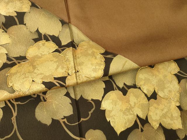 平和屋着物●訪問着 作家物 駒刺繍 蔦草文 金彩 正絹 逸品 AABM6684ck