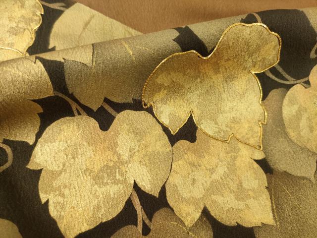 平和屋着物●訪問着 作家物 駒刺繍 蔦草文 金彩 正絹 逸品 AABM6684ck