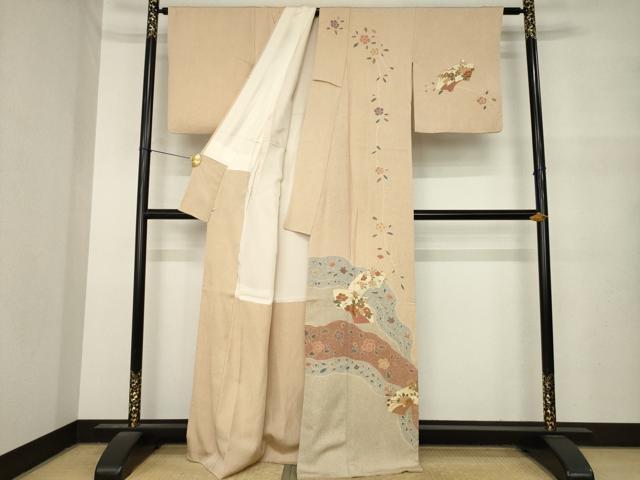 平和屋着物●訪問着 流水地紙花文 金彩 正絹 逸品 AABM668ck