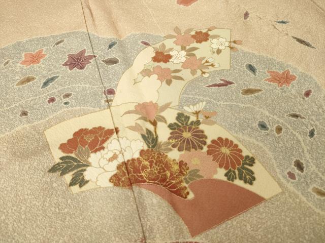 平和屋着物●訪問着 流水地紙花文 金彩 正絹 逸品 AABM668ck