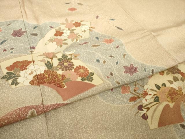 平和屋着物●訪問着 流水地紙花文 金彩 正絹 逸品 AABM668ck