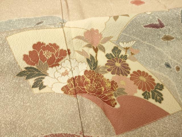 平和屋着物●訪問着 流水地紙花文 金彩 正絹 逸品 AABM668ck