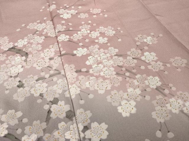 平和屋着物●訪問着 手描き 枝桜 暈し染め 正絹 逸品 AABM6689ck
