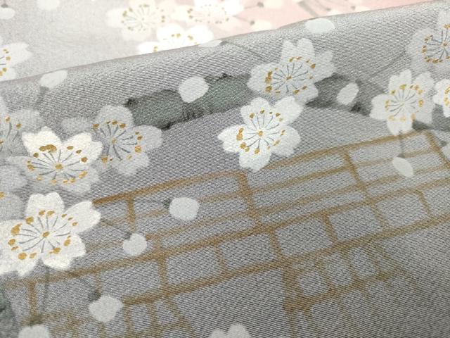 平和屋着物●訪問着 手描き 枝桜 暈し染め 正絹 逸品 AABM6689ck
