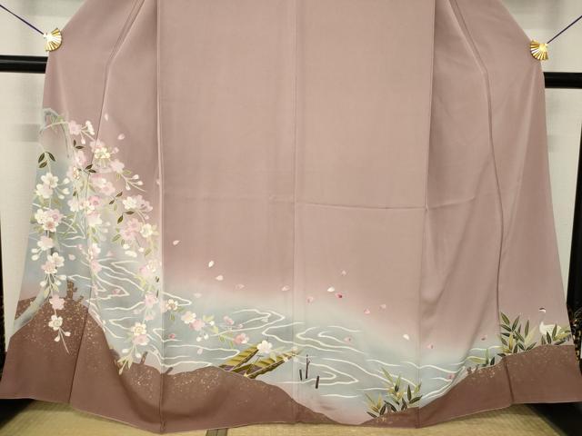 平和屋着物●豪華色留袖 駒刺繍 枝垂れ桜 渡し船 暈し染め 金彩 正絹 逸品 AABM6690ck