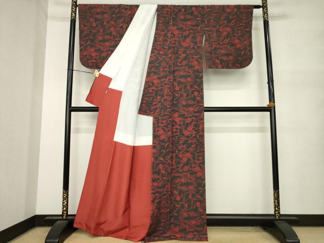 平和屋着物●上質な小紋 枝花文 ますいわ屋扱い 正絹 逸品 未使用 AABM6692ck