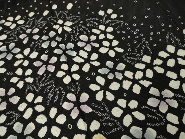 平和屋着物●訪問着 総絞り 流水花文 黒地 正絹 逸品 AABM6697ck