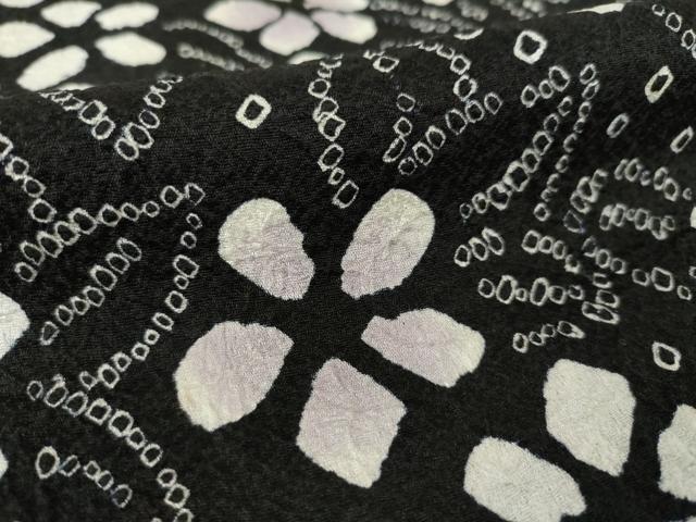 平和屋着物●訪問着 総絞り 流水花文 黒地 正絹 逸品 AABM6697ck