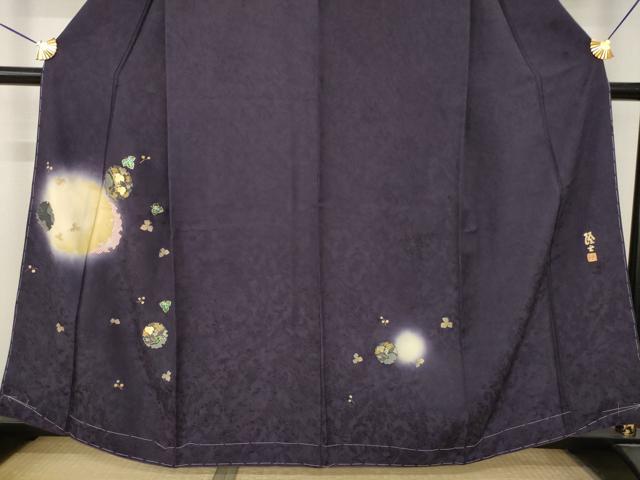 平和屋着物●螺鈿作家 藤本隆士 訪問着 螺鈿 雪輪蔦草文 金彩 正絹 逸品 未使用 AABM6706ck