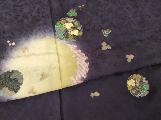 平和屋着物●螺鈿作家 藤本隆士 訪問着 螺鈿 雪輪蔦草文 金彩 正絹 逸品 未使用 AABM6706ck