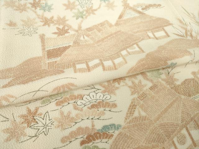 平和屋着物●訪問着 風景花籬文 正絹 逸品 AABM6712ck