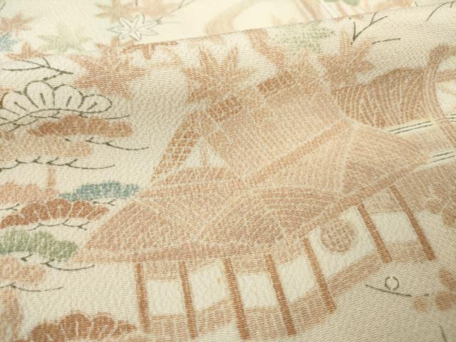 平和屋着物●訪問着 風景花籬文 正絹 逸品 AABM6712ck