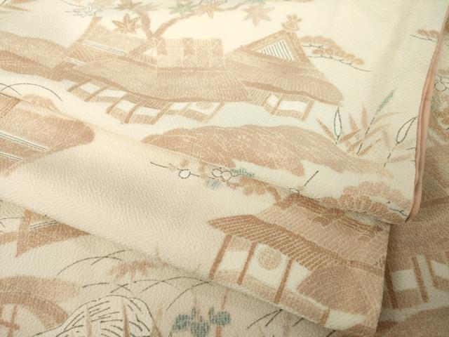 平和屋着物●訪問着 風景花籬文 正絹 逸品 AABM6712ck
