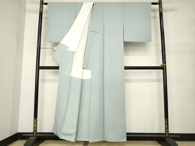平和屋着物●上質な色無地 湊鼠色 正絹 逸品 AABM6713ck