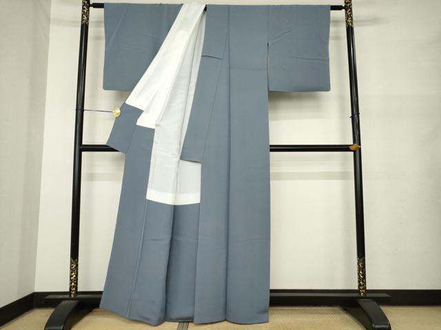 平和屋着物●上質な色無地 藍墨茶色 正絹 逸品 AABM6717ck