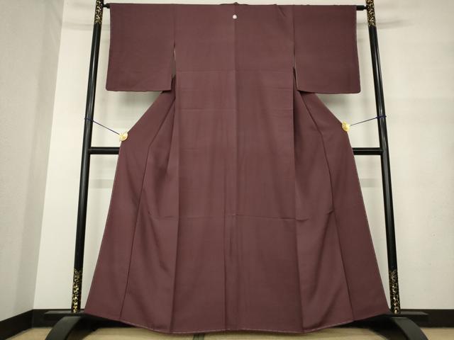 平和屋着物●上質な色無地 紗綾形地紋 黒鳶色 正絹 逸品 未使用 AABM6718ck