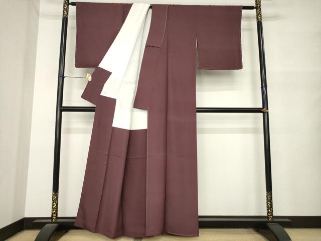 平和屋着物●上質な色無地 紗綾形地紋 黒鳶色 正絹 逸品 未使用 AABM6718ck