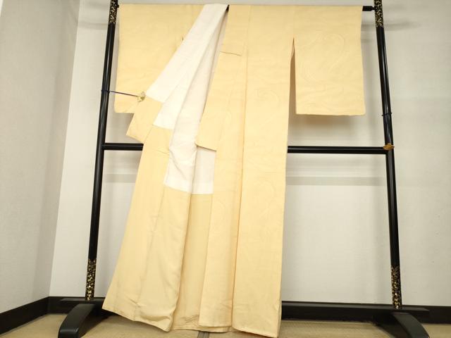 平和屋着物●上質な色無地 流水地紋 蜂蜜色 正絹 逸品 AABM6720ck