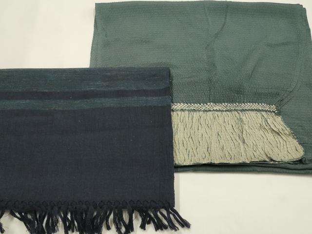 平和屋着物▼男性 和装小物 兵児帯2点 絞り 杢目絞り 正絹 逸品 AABM6722ay