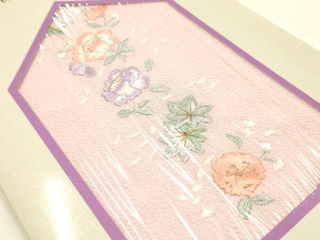 平和屋着物▼和装小物 半衿 まとめて5点 刺繍 花柄 金糸 未使用 AABM6738ay
