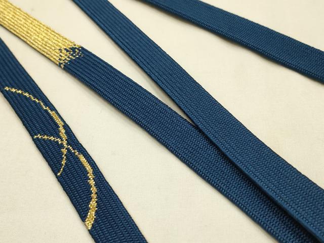 平和屋本店●和装小物 帯締め・帯揚げセット 高麗組 綾出し 枝花文 金糸 金彩 正絹 逸品 未使用 AABM6996ay