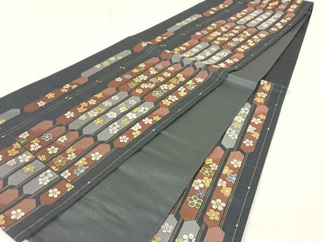 平和屋着物◎六通柄袋帯 唐織 花亀甲文 金糸 正絹 逸品 AABM7002dk