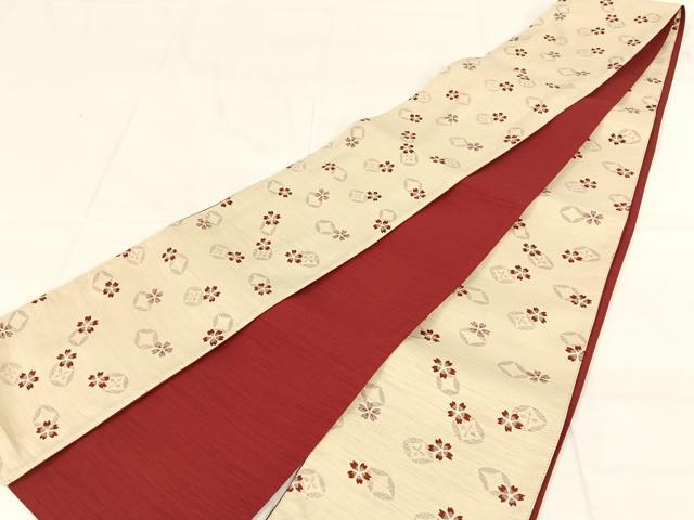 平和屋着物◎半幅帯 舞花文 桜 正絹 逸品 AABM7005dk