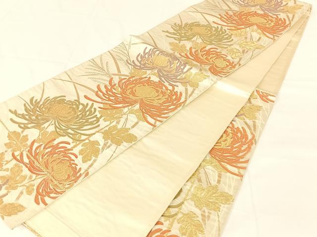 平和屋着物◎六通柄袋帯 乱菊 金糸 正絹 逸品 AABM7023dk