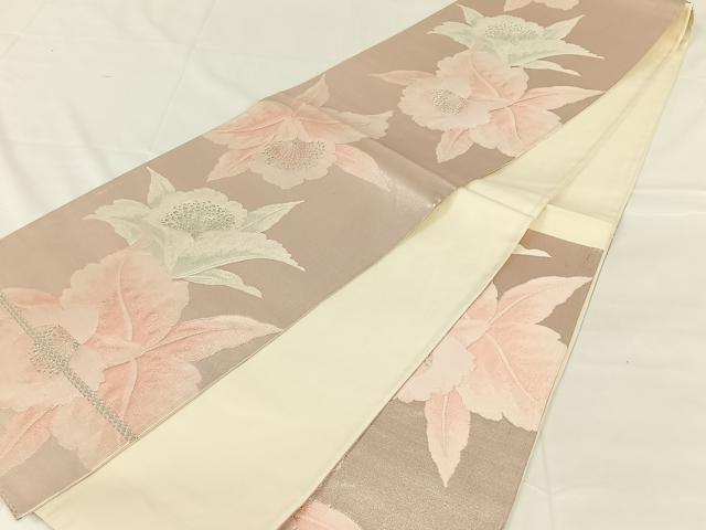 平和屋着物◎六通柄袋帯 唐織 舞花文 銀糸 正絹 逸品 AABM7040dk