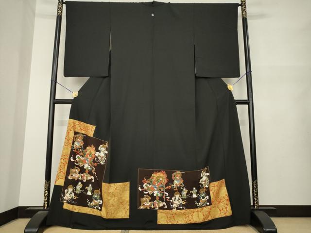 平和屋着物●豪華黒留袖 地獄絵図 正絹 逸品 AABM7054ck