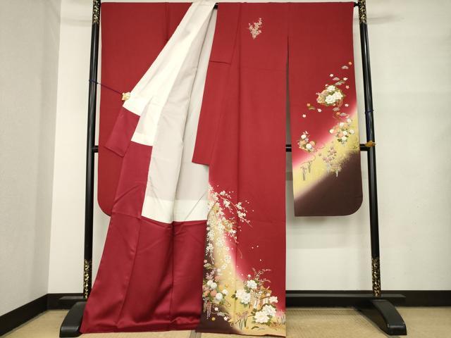 平和屋着物●豪華振袖 御所車花鞠文 ロング丈 正絹 逸品 AABM7065ck