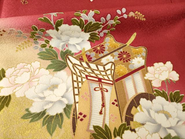 平和屋着物●豪華振袖 御所車花鞠文 ロング丈 正絹 逸品 AABM7065ck