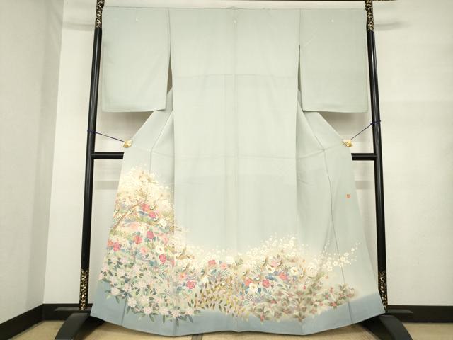 平和屋着物●本加賀友禅作家 百貫廣樹 色留袖 花鳥松文 暈し染め 正絹 逸品 AABM7070ck