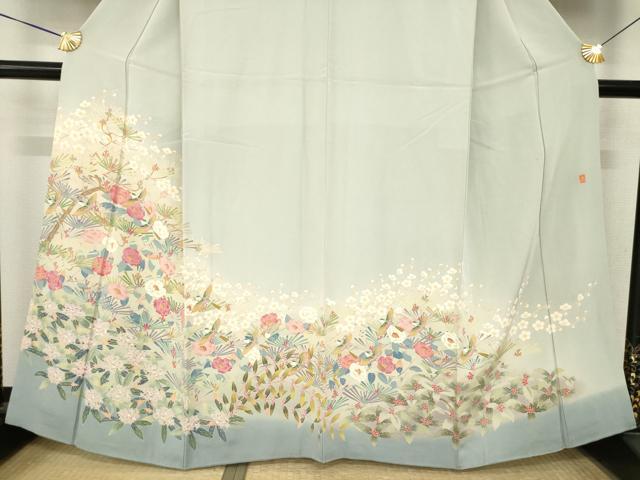 平和屋着物●本加賀友禅作家 百貫廣樹 色留袖 花鳥松文 暈し染め 正絹 逸品 AABM7070ck