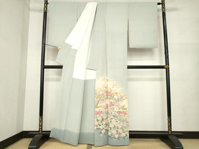 平和屋着物●本加賀友禅作家 百貫廣樹 色留袖 花鳥松文 暈し染め 正絹 逸品 AABM7070ck