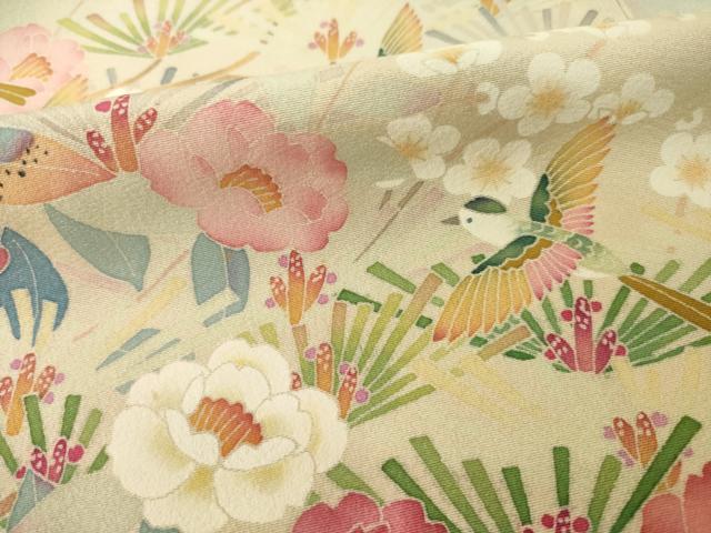 平和屋着物●本加賀友禅作家 百貫廣樹 色留袖 花鳥松文 暈し染め 正絹 逸品 AABM7070ck