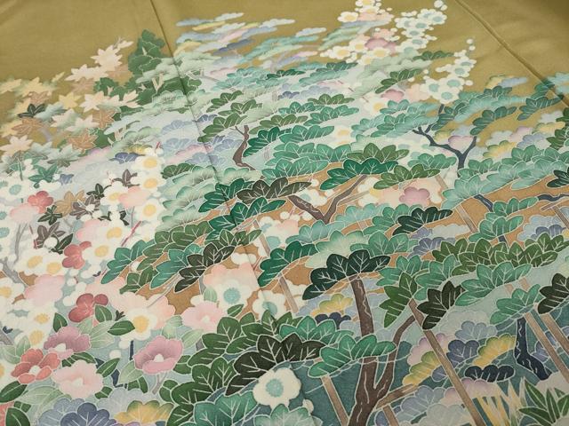 平和屋着物●豪華色留袖 友禅 遠山文 まるやま扱い ロング丈 正絹 逸品 AABM7084ck