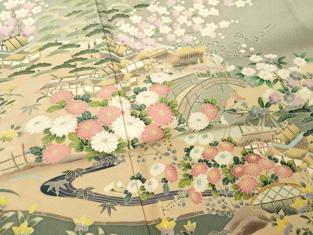 平和屋着物●豪華色留袖 友禅 作家物 風景文 正絹 逸品 AABM7085ck