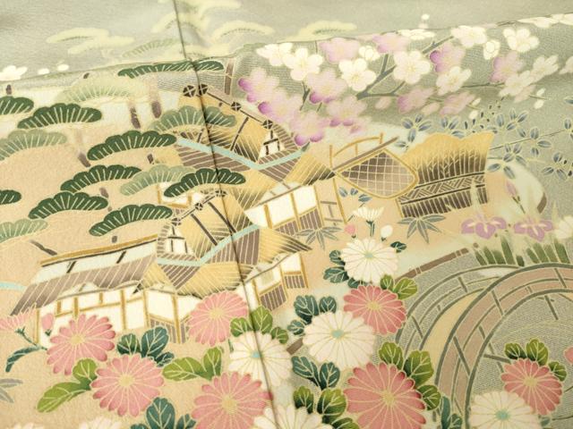 平和屋着物●豪華色留袖 友禅 作家物 風景文 正絹 逸品 AABM7085ck
