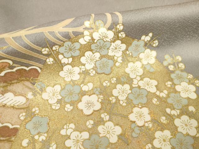 平和屋着物●豪華色留袖 刺繍 駒刺繍 遠山花文 梅 松 金彩 反端付き 正絹 逸品 未使用 AABM7088ck