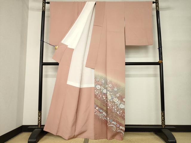 平和屋着物●越後十日町の一流染匠 桐屋・翠山工房 色留袖 絞り 舞花文 暈し染め 金彩 正絹 逸品 AABM7089ck