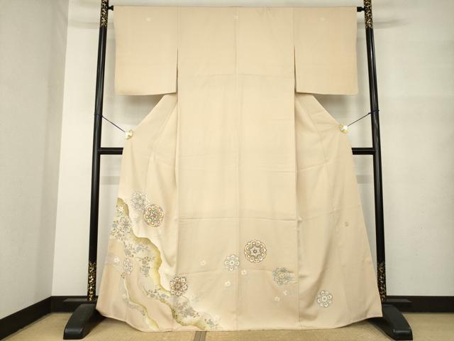 平和屋着物●豪華色留袖 作家物 駒刺繍 道長花文 金彩 正絹 逸品 AABM7092ck