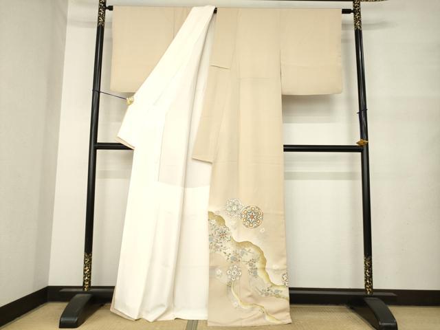 平和屋着物●豪華色留袖 作家物 駒刺繍 道長花文 金彩 正絹 逸品 AABM7092ck